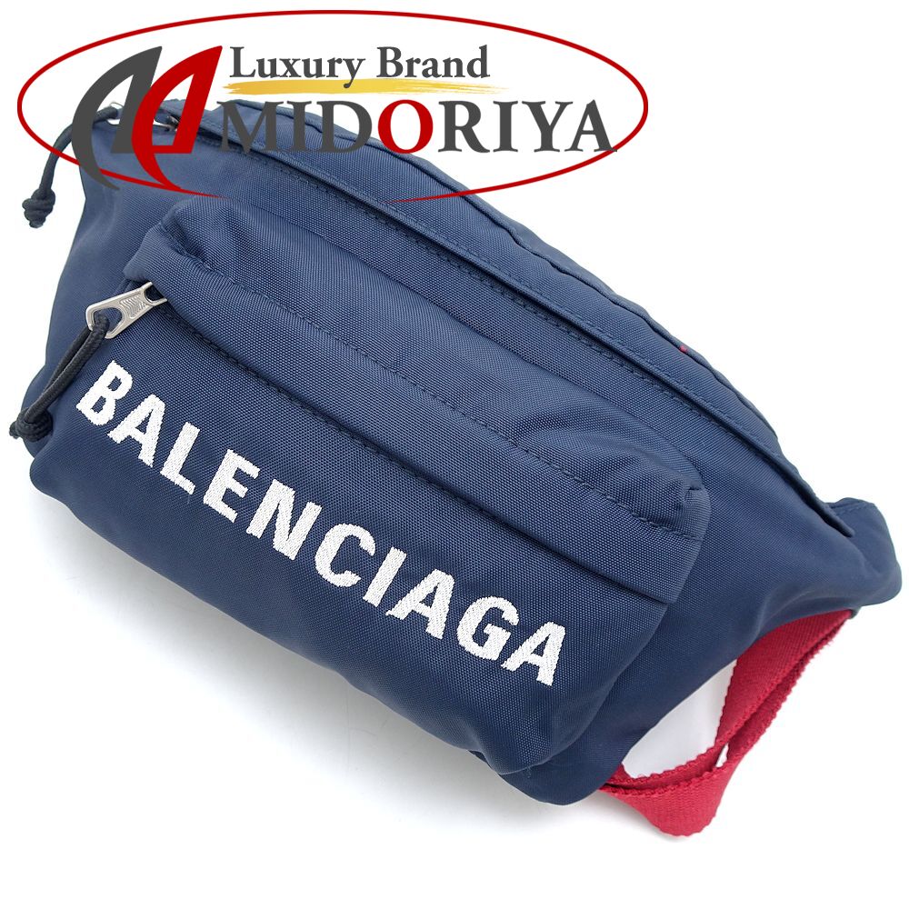 BALENCIAGA バレンシアガ ウィールヒップバッグ 528862 ボディバッグ ユニセックス ナイロンxキャンバス ネイビー レッド/351815【中古】