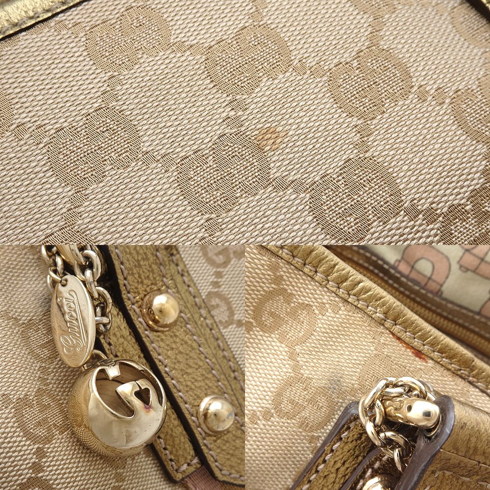 GUCCI グッチ 137396 トートバッグ シェリーライン GGキャンバスxレザー ベージュ ゴールド/352202【中古】