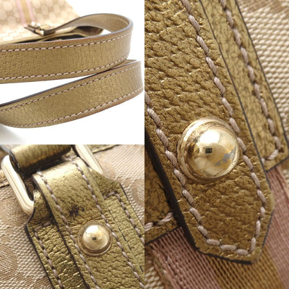 GUCCI グッチ 137396 トートバッグ シェリーライン GGキャンバスxレザー ベージュ ゴールド/352202【中古】