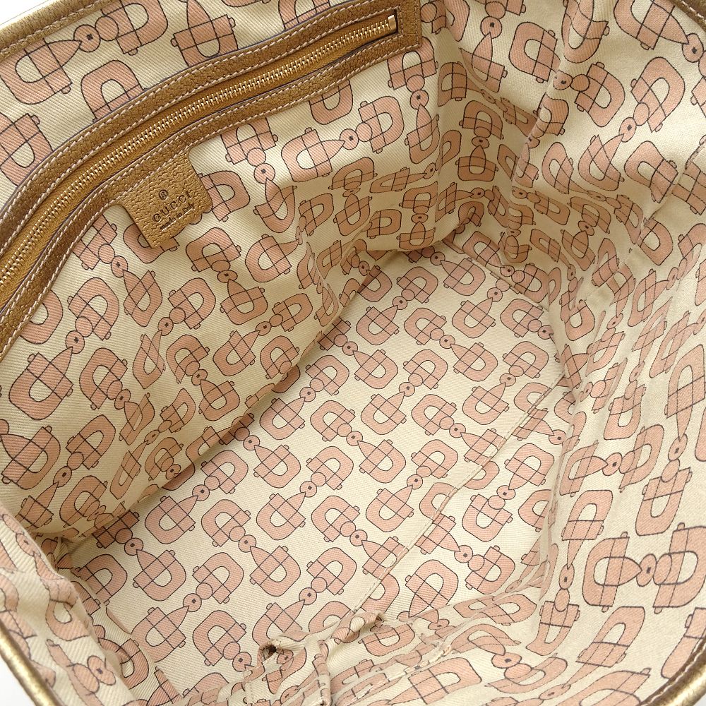 GUCCI グッチ 137396 トートバッグ シェリーライン GGキャンバスxレザー ベージュ ゴールド/352202【中古】