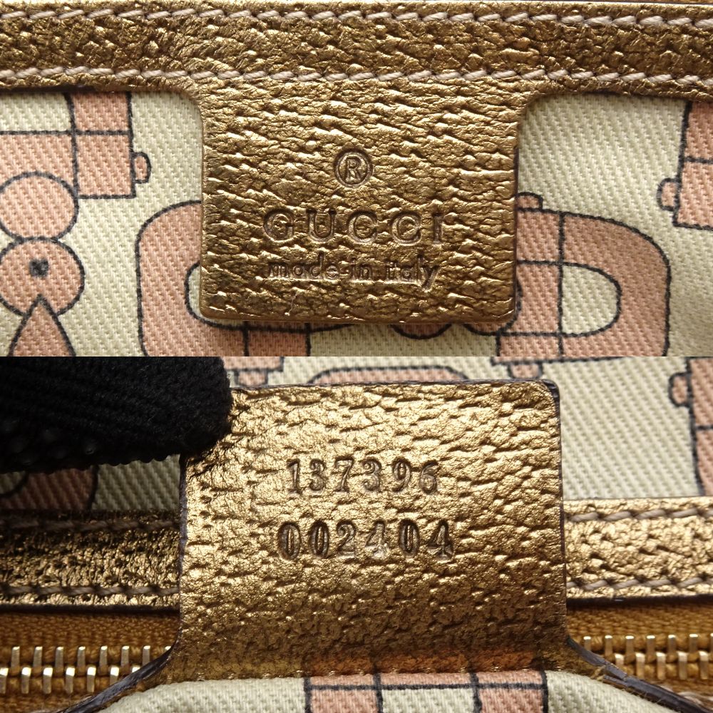 GUCCI グッチ 137396 トートバッグ シェリーライン GGキャンバスxレザー ベージュ ゴールド/352202【中古】