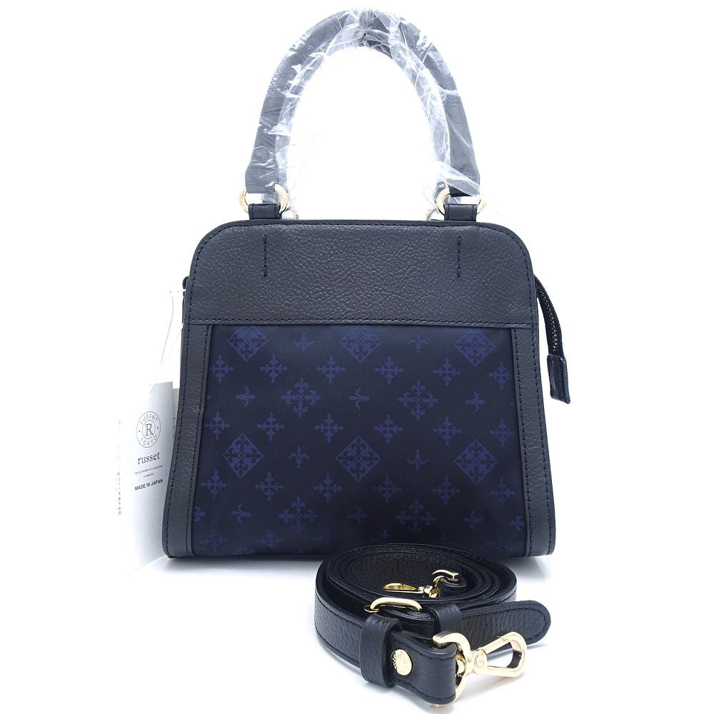 russet ラシット ショルダーバッグ 2WAY ナイロンxレザー ブラック ネイビー/352261 ☆未使用