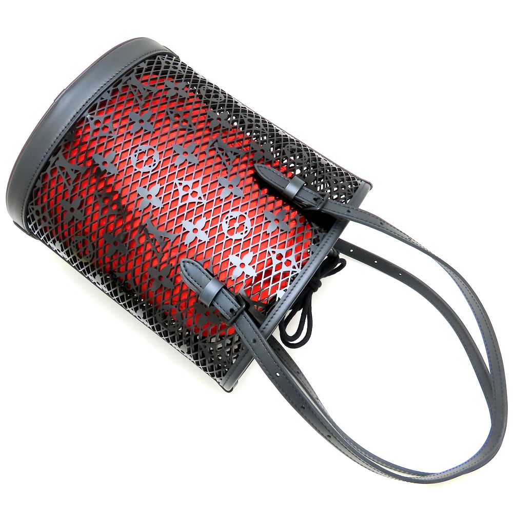 LOUIS VUITTON ルイヴィトン モノグラム レース バケットPM M20352 トートバッグ パテントカーフ ブラック レッド/352541【中古】