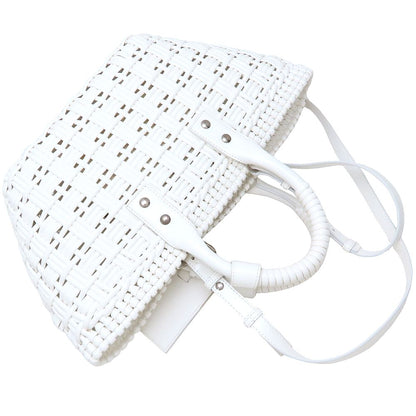 BALENCIAGA バレンシアガ ビストロ バケット XS 671342 ハンドバッグ かごバッグ エナメル ホワイト レディース/352715【中古】