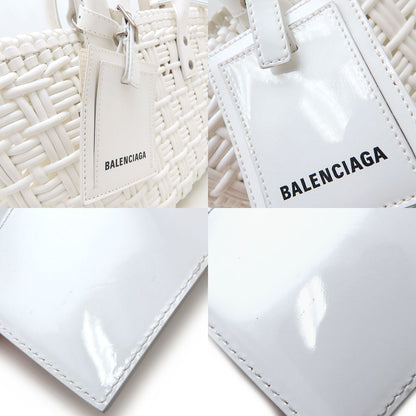 BALENCIAGA バレンシアガ ビストロ バケット XS 671342 ハンドバッグ かごバッグ エナメル ホワイト レディース/352715【中古】