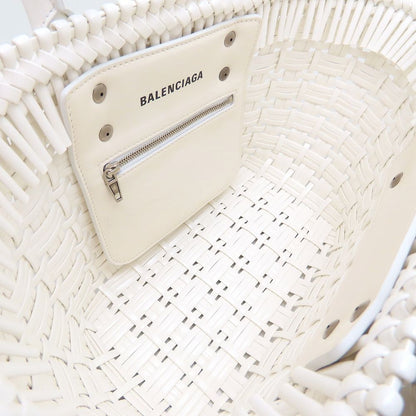 BALENCIAGA バレンシアガ ビストロ バケット XS 671342 ハンドバッグ かごバッグ エナメル ホワイト レディース/352715【中古】