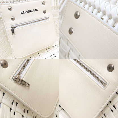 BALENCIAGA バレンシアガ ビストロ バケット XS 671342 ハンドバッグ かごバッグ エナメル ホワイト レディース/352715【中古】