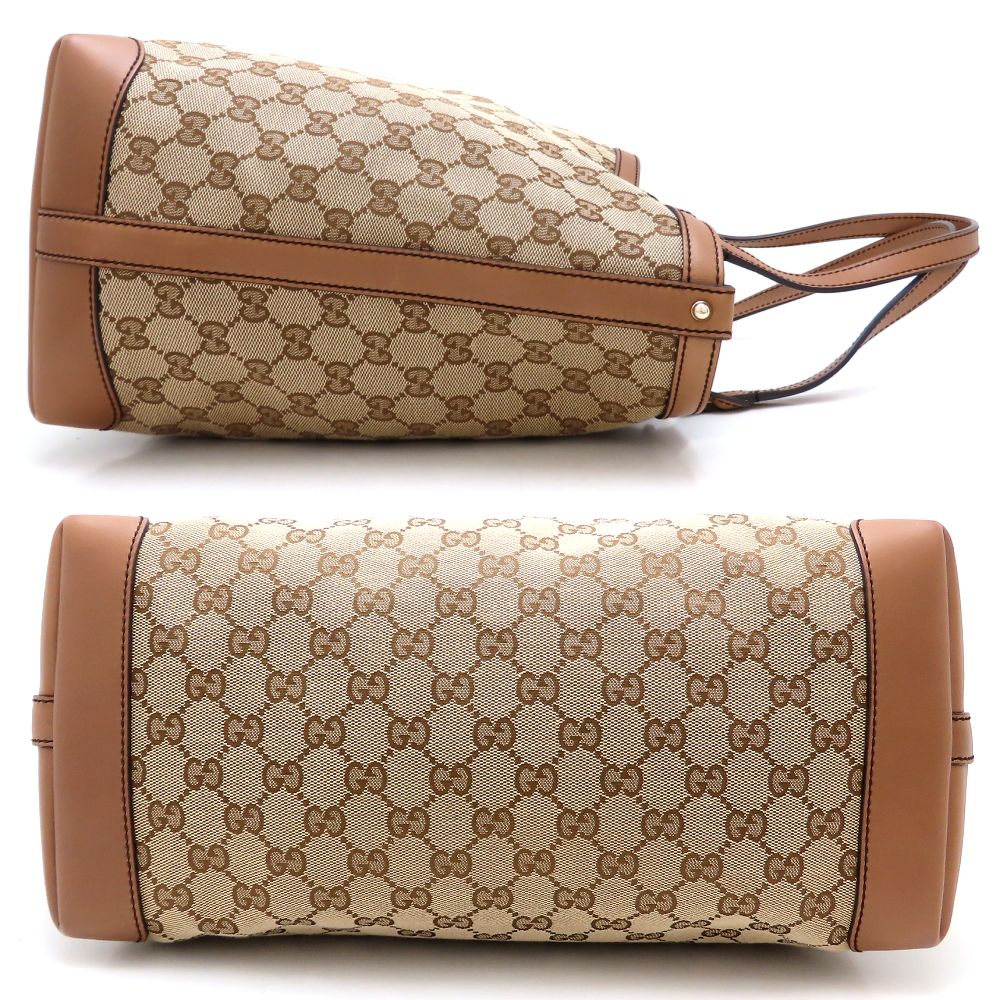 GUCCI グッチ 247209 トートバッグ GGキャンバスxレザー ベージュ ブラウン レディース/352868【中古】
