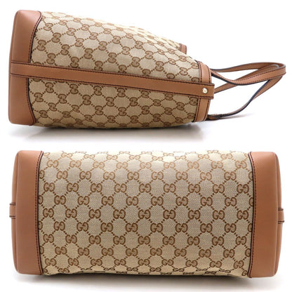 GUCCI グッチ 247209 トートバッグ GGキャンバスxレザー ベージュ ブラウン レディース/352868【中古】