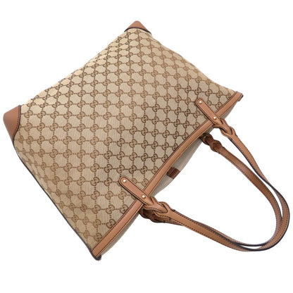 GUCCI グッチ 247209 トートバッグ GGキャンバスxレザー ベージュ ブラウン レディース/352868【中古】