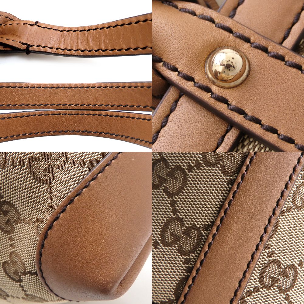 GUCCI グッチ 247209 トートバッグ GGキャンバスxレザー ベージュ ブラウン レディース/352868【中古】