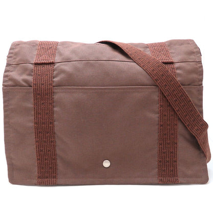 HERMES エルメス バサスGM ショルダーバッグ エールライン ナイロンキャンバス ブラウン メンズ/352890【中古】