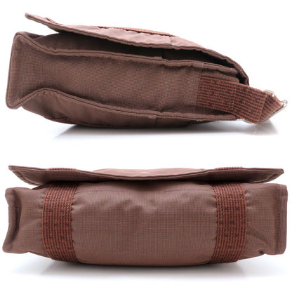 HERMES エルメス バサスGM ショルダーバッグ エールライン ナイロンキャンバス ブラウン メンズ/352890【中古】