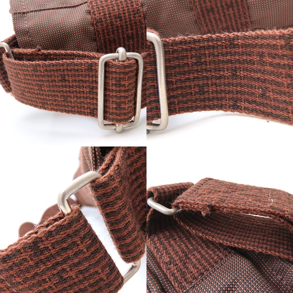 HERMES エルメス バサスGM ショルダーバッグ エールライン ナイロンキャンバス ブラウン メンズ/352890【中古】