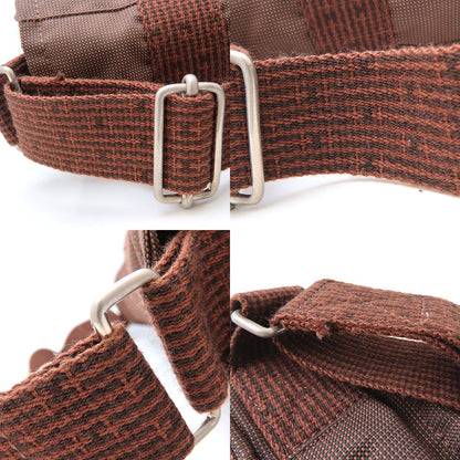 HERMES エルメス バサスGM ショルダーバッグ エールライン ナイロンキャンバス ブラウン メンズ/352890【中古】