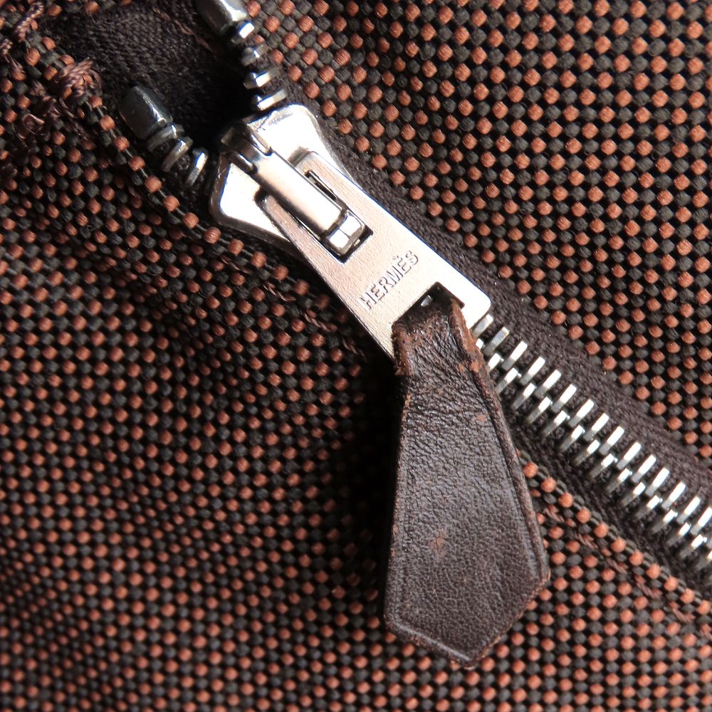 HERMES エルメス バサスGM ショルダーバッグ エールライン ナイロンキャンバス ブラウン メンズ/352890【中古】