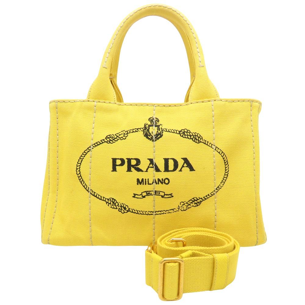PRADA プラダ カナパトート 1BG439 2Wayハンドバッグ キャンバス SOLE イエロー レディース/352910【中古】