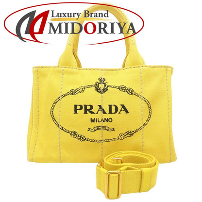 PRADA プラダ カナパトート 1BG439 2Wayハンドバッグ キャンバス SOLE イエロー レディース/352910【中古】