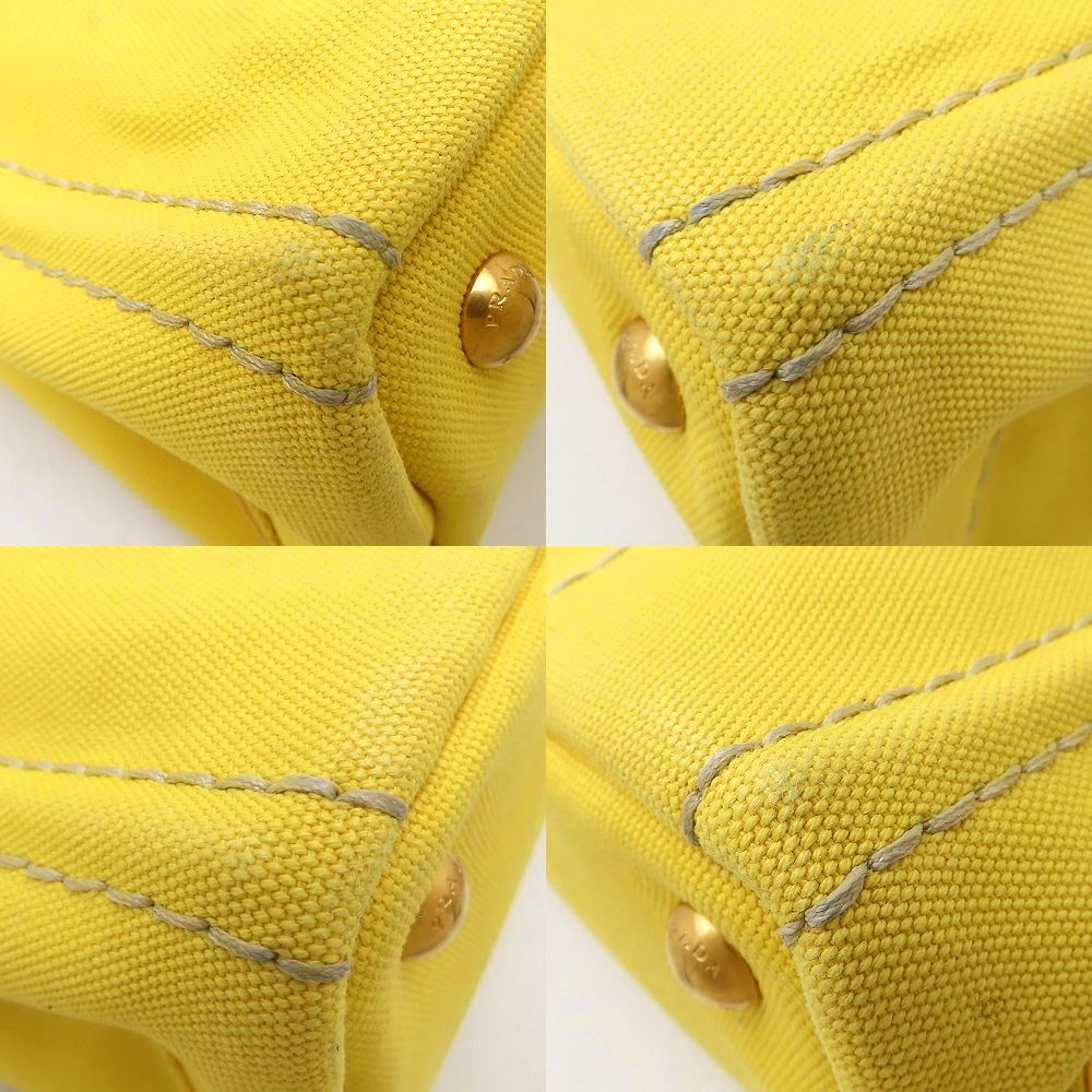 PRADA プラダ カナパトート 1BG439 2Wayハンドバッグ キャンバス SOLE イエロー レディース/352910【中古】