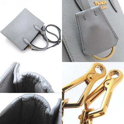 PRADA プラダ 1BA284 2Way ハンドバッグ サフィアーノレザー グレー レディース/352941【中古】