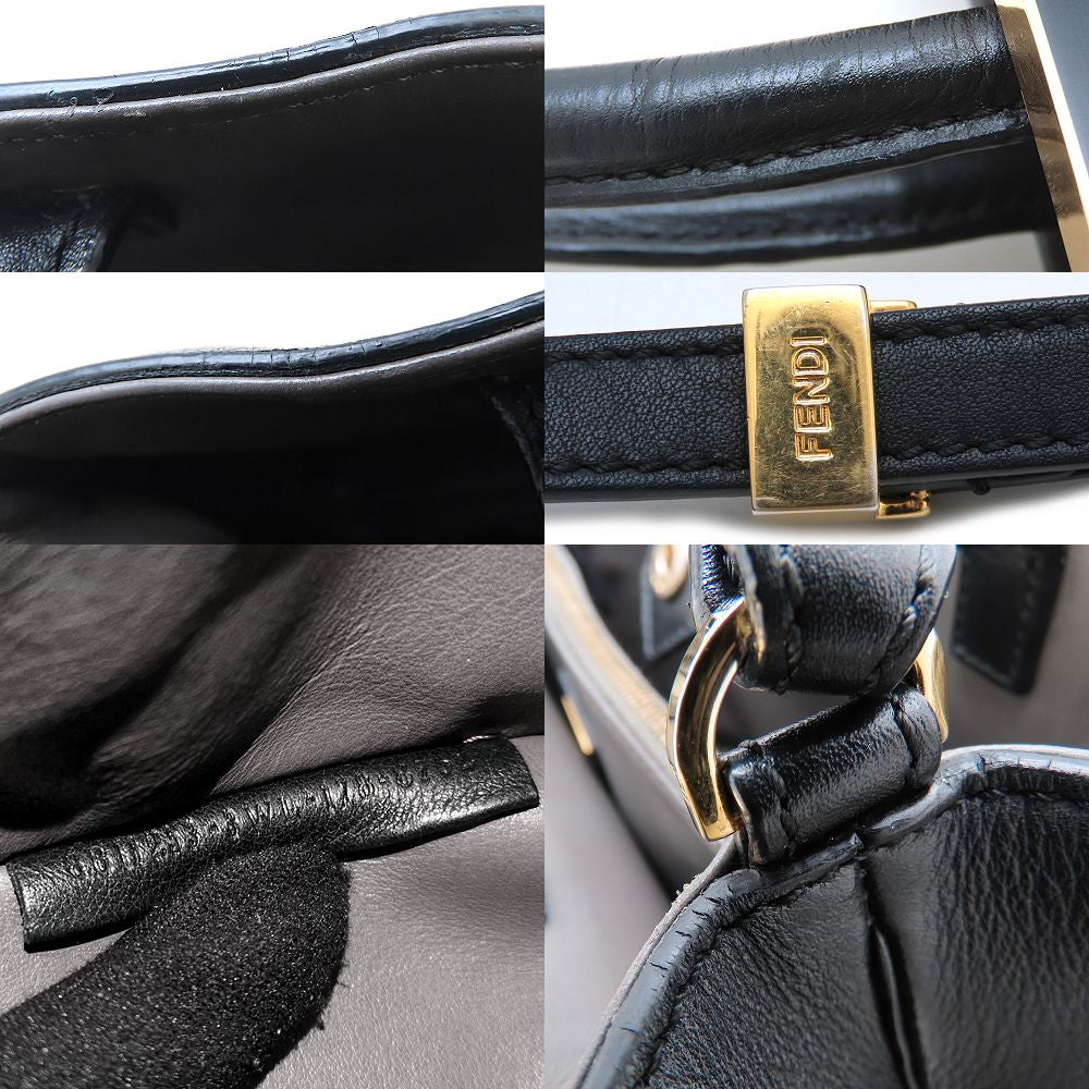FENDI フェンディ プチトゥージュール 8BH253 2Way ハンドバッグ レザー ブラック レディース/352983【中古】