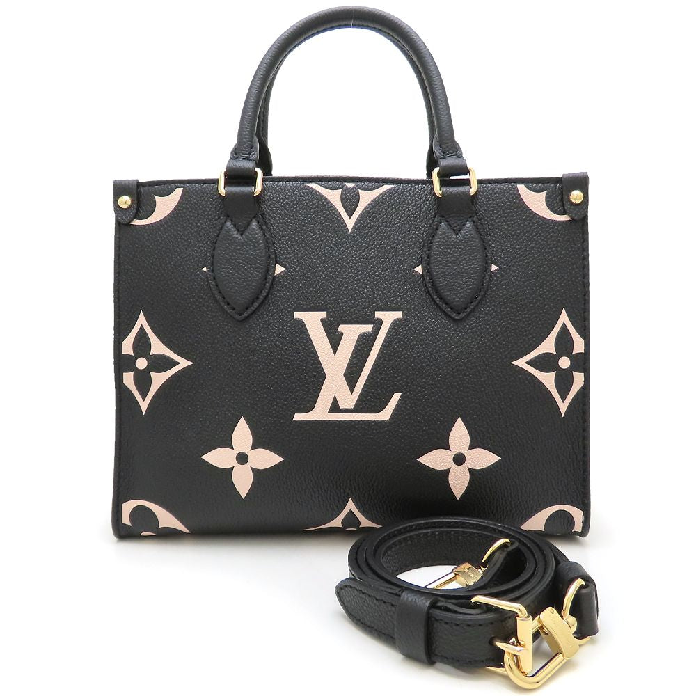 LOUIS VUITTON ルイヴィトン バイカラー モノグラム アンプラント オンザゴーPM M45659 ハンドバッグ 2Way ブラック ベージュ レディース/353027【中古】