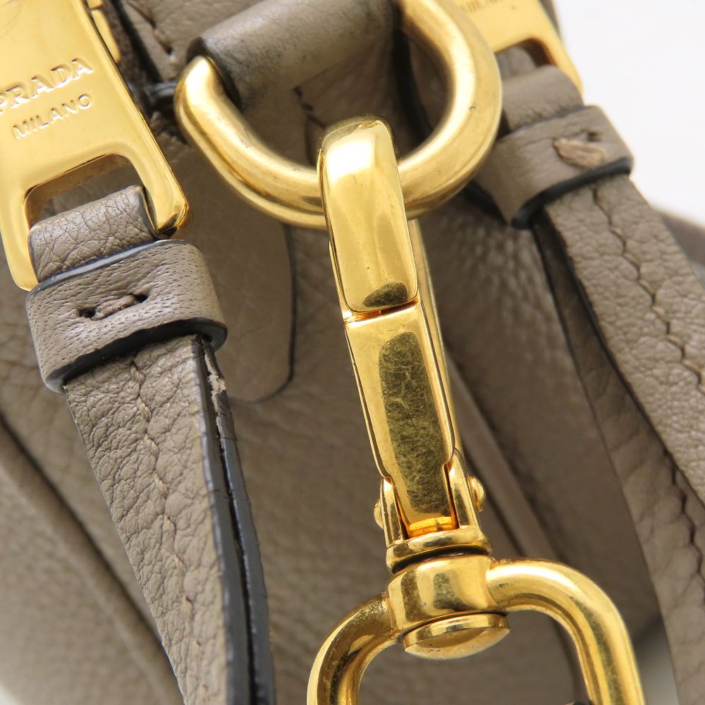 PRADA プラダ ヴィッテロダイノ 1BH082 2Way ショルダーバッグ レザー ARGILLA グレージュ レディース/353155【中古】