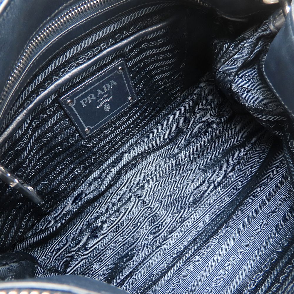 PRADA プラダ BR4894 ショルダーバッグ テスート ナイロンxレザー ネイビー アウトレット レディース/353177【中古】