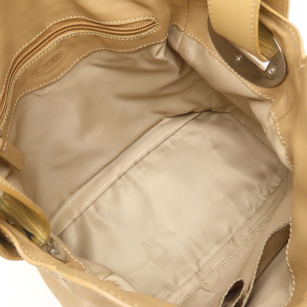 TOD’S トッズ ハンドバッグ ワンショルダー レザー ベージュ レディース/353196【中古】