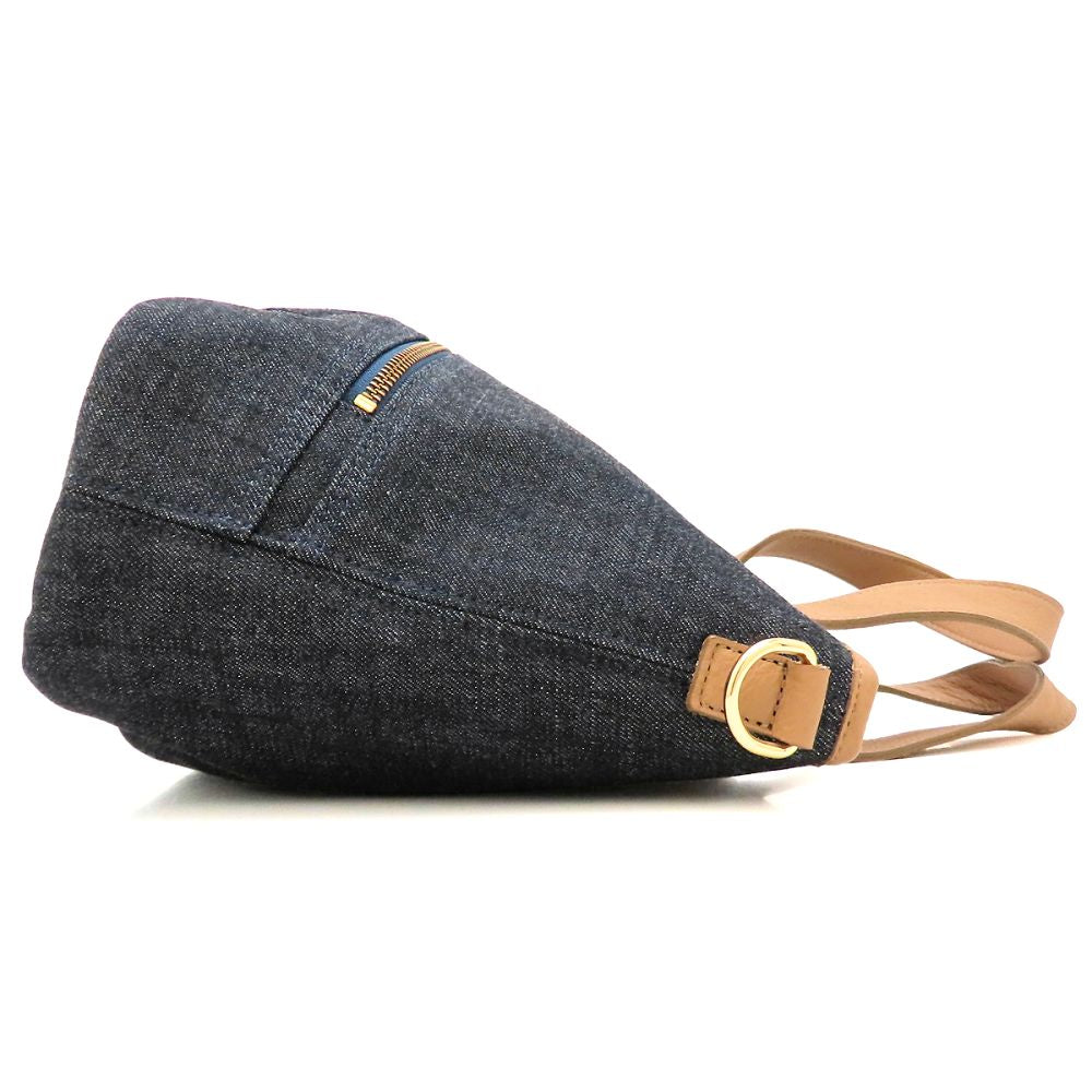 BURBERRY BLUE LABEL バーバリー ブルーレーベル 2Way ハンドバッグ デニムxレザー インディゴ ブラウン レディース/353295【中古】