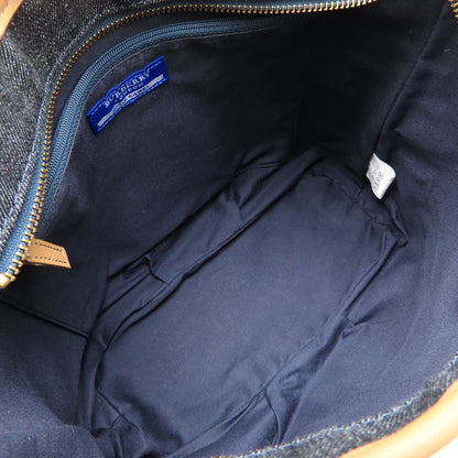 BURBERRY BLUE LABEL バーバリー ブルーレーベル 2Way ハンドバッグ デニムxレザー インディゴ ブラウン レディース/353295【中古】