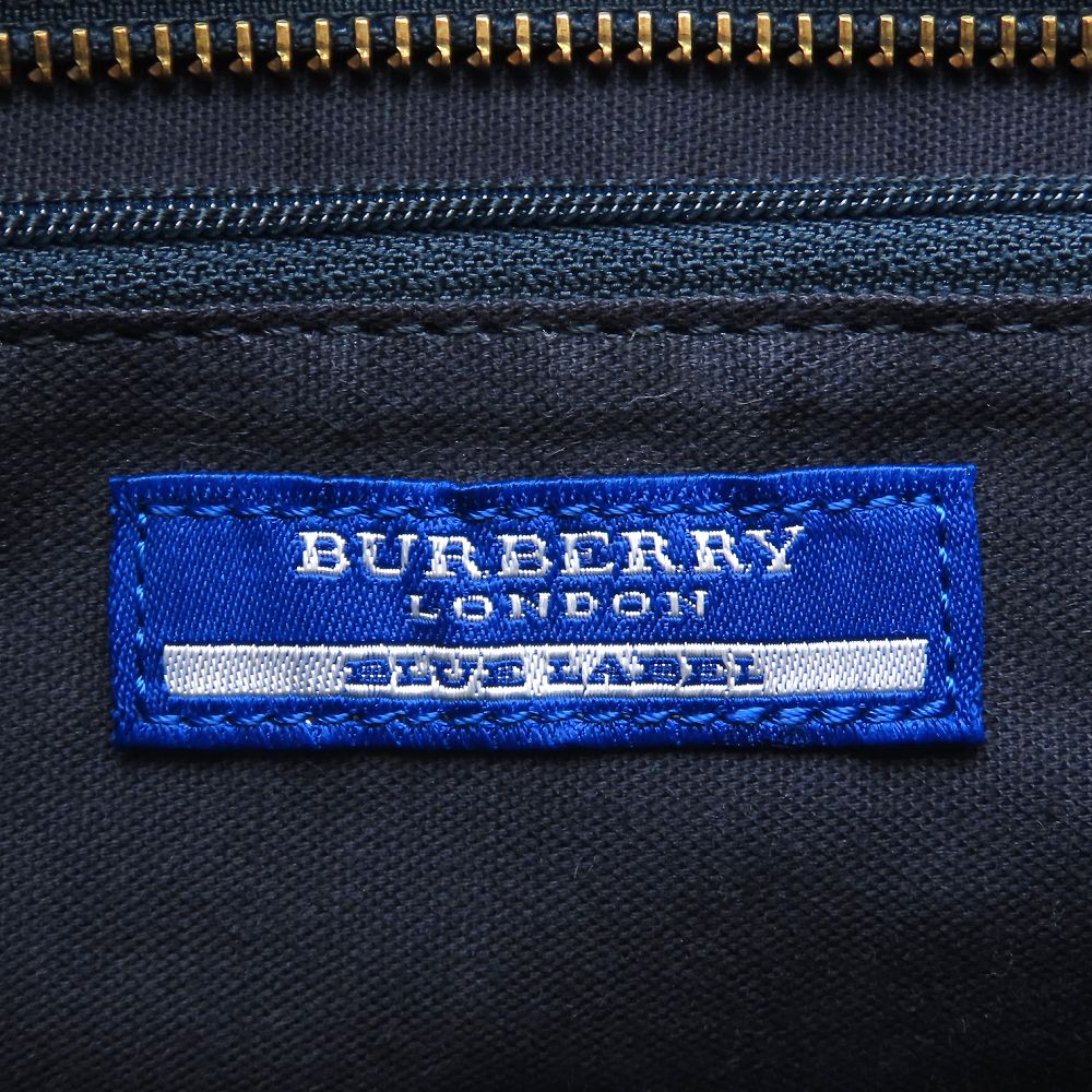 BURBERRY BLUE LABEL バーバリー ブルーレーベル 2Way ハンドバッグ デニムxレザー インディゴ ブラウン レディース/353295【中古】