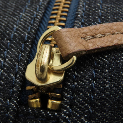 BURBERRY BLUE LABEL バーバリー ブルーレーベル 2Way ハンドバッグ デニムxレザー インディゴ ブラウン レディース/353295【中古】