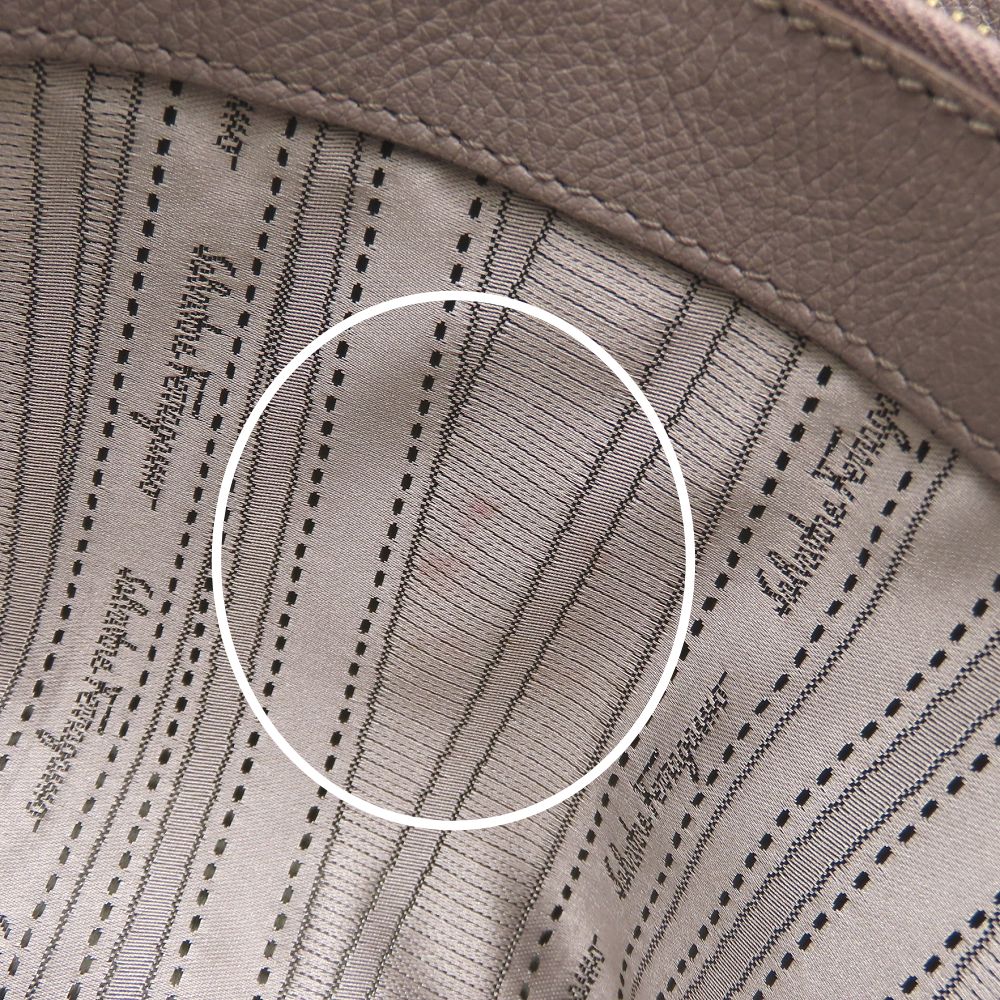 Salvatore Ferragamo サルヴァトーレフェラガモ ダブルガンチーニ チェーンハンドルバッグ AU-21/B992 ハンドバッグ レザー グレー系 レディース/353296【中古】