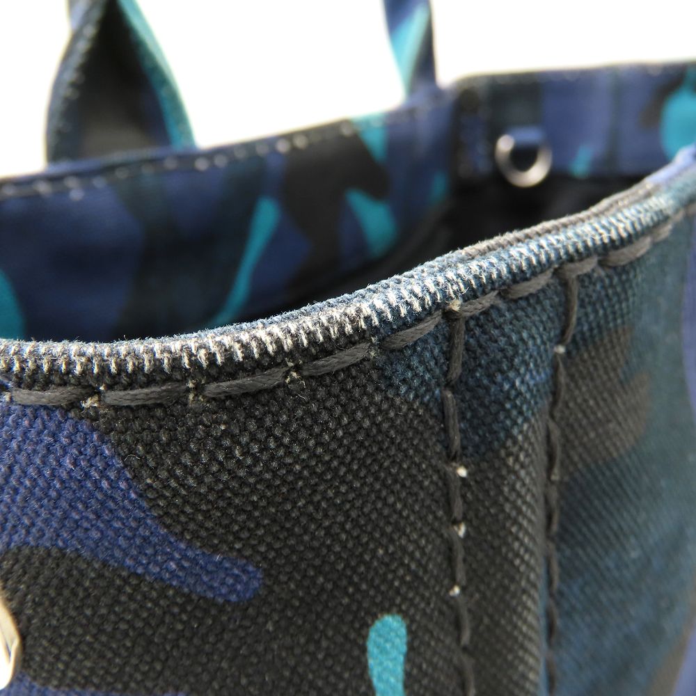 PRADA プラダ 1BG439 トートバッグ カモフラージュ 迷彩 2Way キャンバス ブルー レディース/353297【中古】