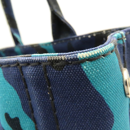 PRADA プラダ 1BG439 トートバッグ カモフラージュ 迷彩 2Way キャンバス ブルー レディース/353297【中古】