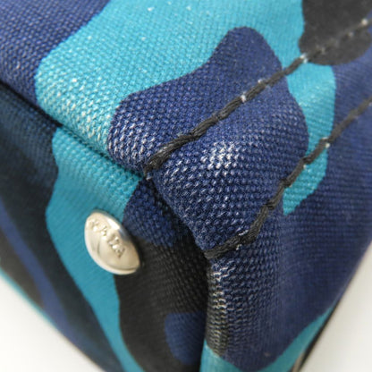 PRADA プラダ 1BG439 トートバッグ カモフラージュ 迷彩 2Way キャンバス ブルー レディース/353297【中古】