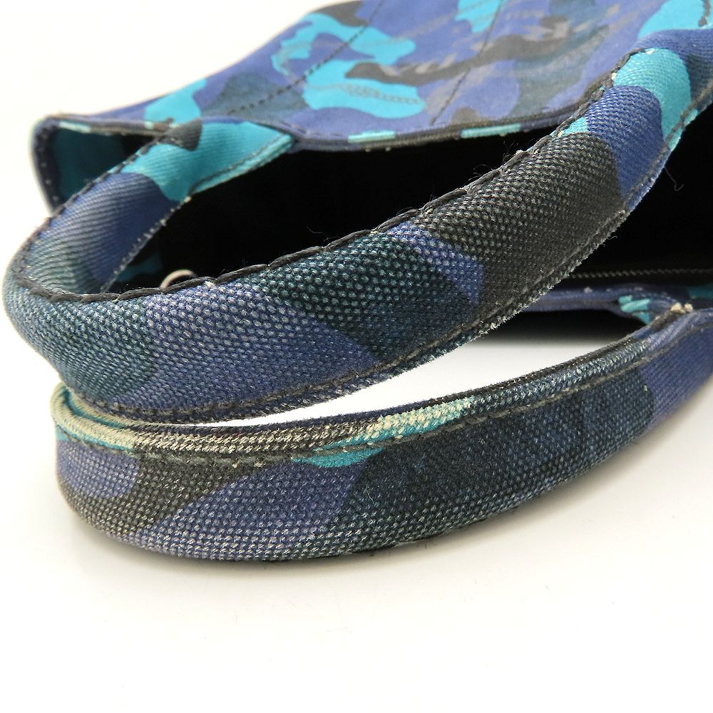 PRADA プラダ 1BG439 トートバッグ カモフラージュ 迷彩 2Way キャンバス ブルー レディース/353297【中古】