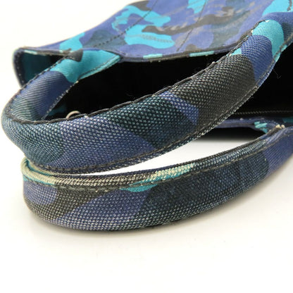 PRADA プラダ 1BG439 トートバッグ カモフラージュ 迷彩 2Way キャンバス ブルー レディース/353297【中古】