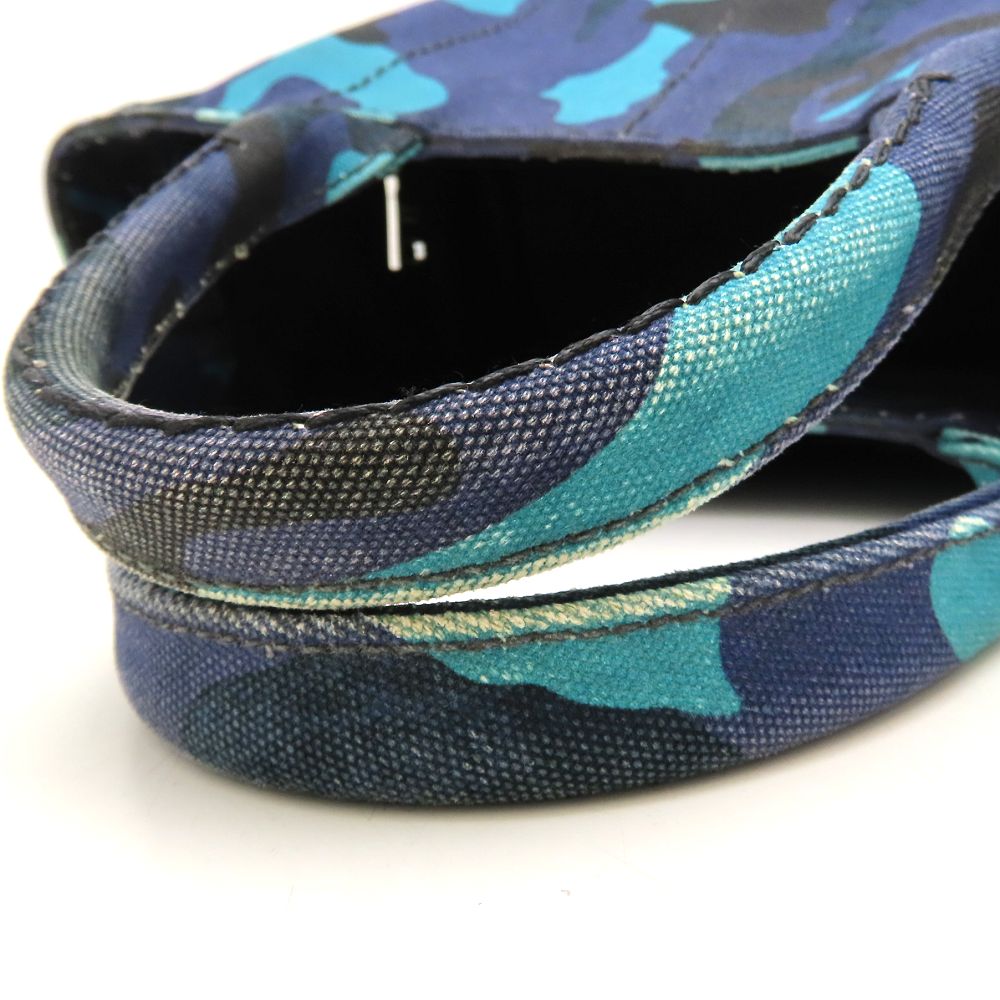 PRADA プラダ 1BG439 トートバッグ カモフラージュ 迷彩 2Way キャンバス ブルー レディース/353297【中古】