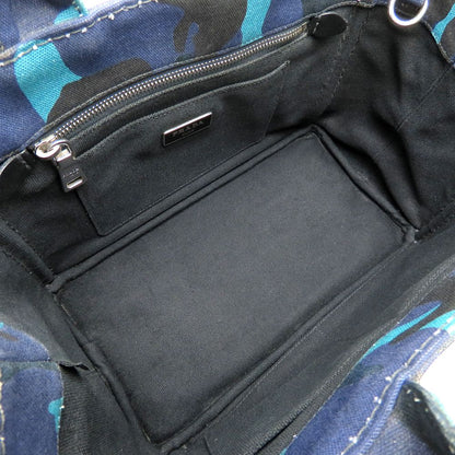 PRADA プラダ 1BG439 トートバッグ カモフラージュ 迷彩 2Way キャンバス ブルー レディース/353297【中古】