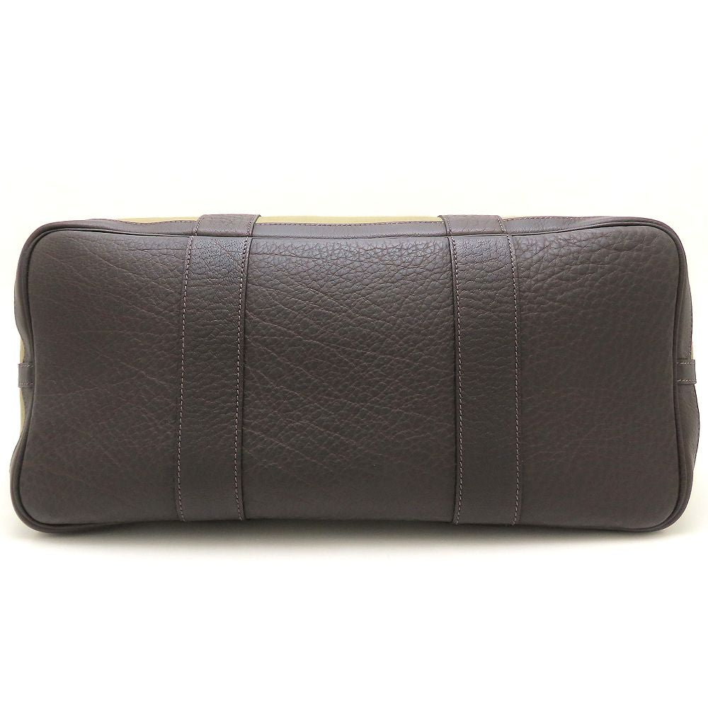 HERMES エルメス ガーデンパーティPM ハンドバッグ T刻印 2015年 ブッフルxトワルオフィシエ カーキ ダークブラウン レディース/353301【中古】