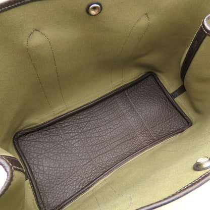 HERMES エルメス ガーデンパーティPM ハンドバッグ T刻印 2015年 ブッフルxトワルオフィシエ カーキ ダークブラウン レディース/353301【中古】