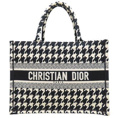 Christian Dior クリスチャンディオール ブックトート ミディアム 50-MA-0272 トートバッグ 千鳥格子 キャンバス ブラック ホワイト レディース/353302【中古】