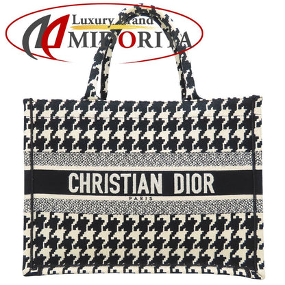 Christian Dior クリスチャンディオール ブックトート ミディアム 50-MA-0272 トートバッグ 千鳥格子 キャンバス ブラック ホワイト レディース/353302【中古】