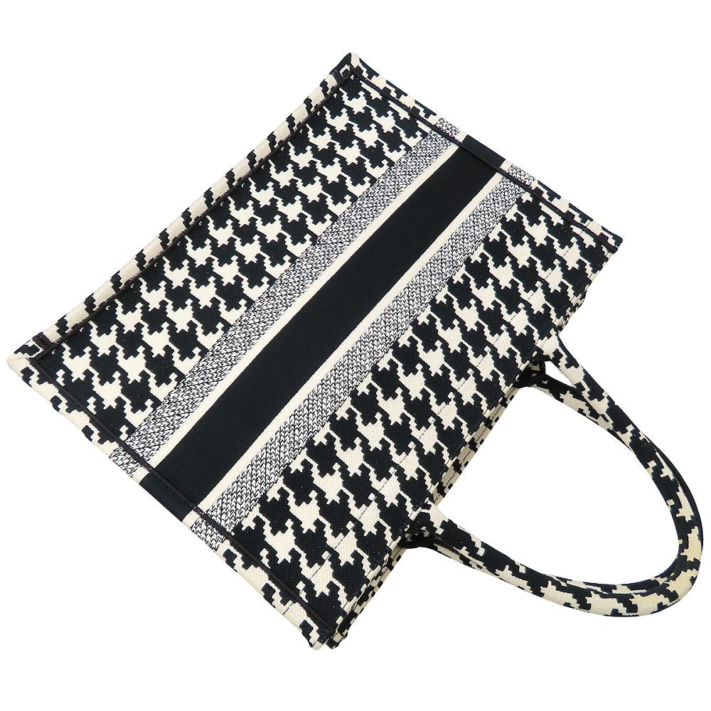 Christian Dior クリスチャンディオール ブックトート ミディアム 50-MA-0272 トートバッグ 千鳥格子 キャンバス ブラック ホワイト レディース/353302【中古】