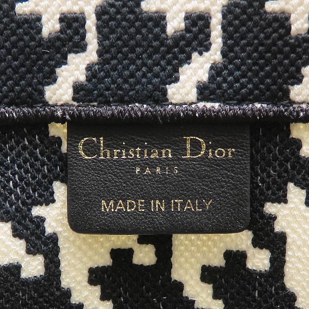 Christian Dior クリスチャンディオール ブックトート ミディアム 50-MA-0272 トートバッグ 千鳥格子 キャンバス ブラック ホワイト レディース/353302【中古】