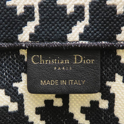 Christian Dior クリスチャンディオール ブックトート ミディアム 50-MA-0272 トートバッグ 千鳥格子 キャンバス ブラック ホワイト レディース/353302【中古】