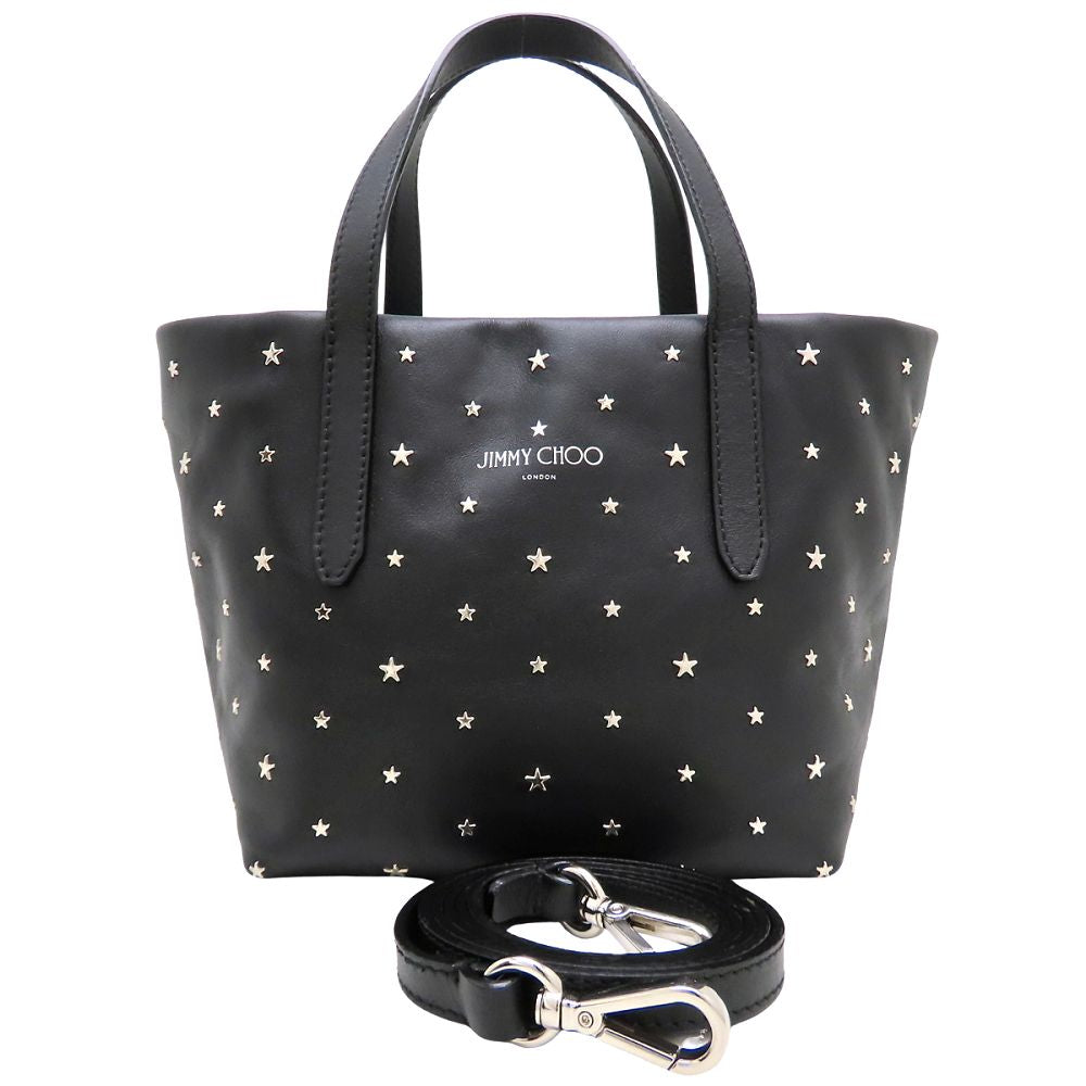 JIMMY CHOO ジミーチュウ ミニサラ 2Way ハンドバッグ レザー スタッズ ブラック レディース/353316【中古】