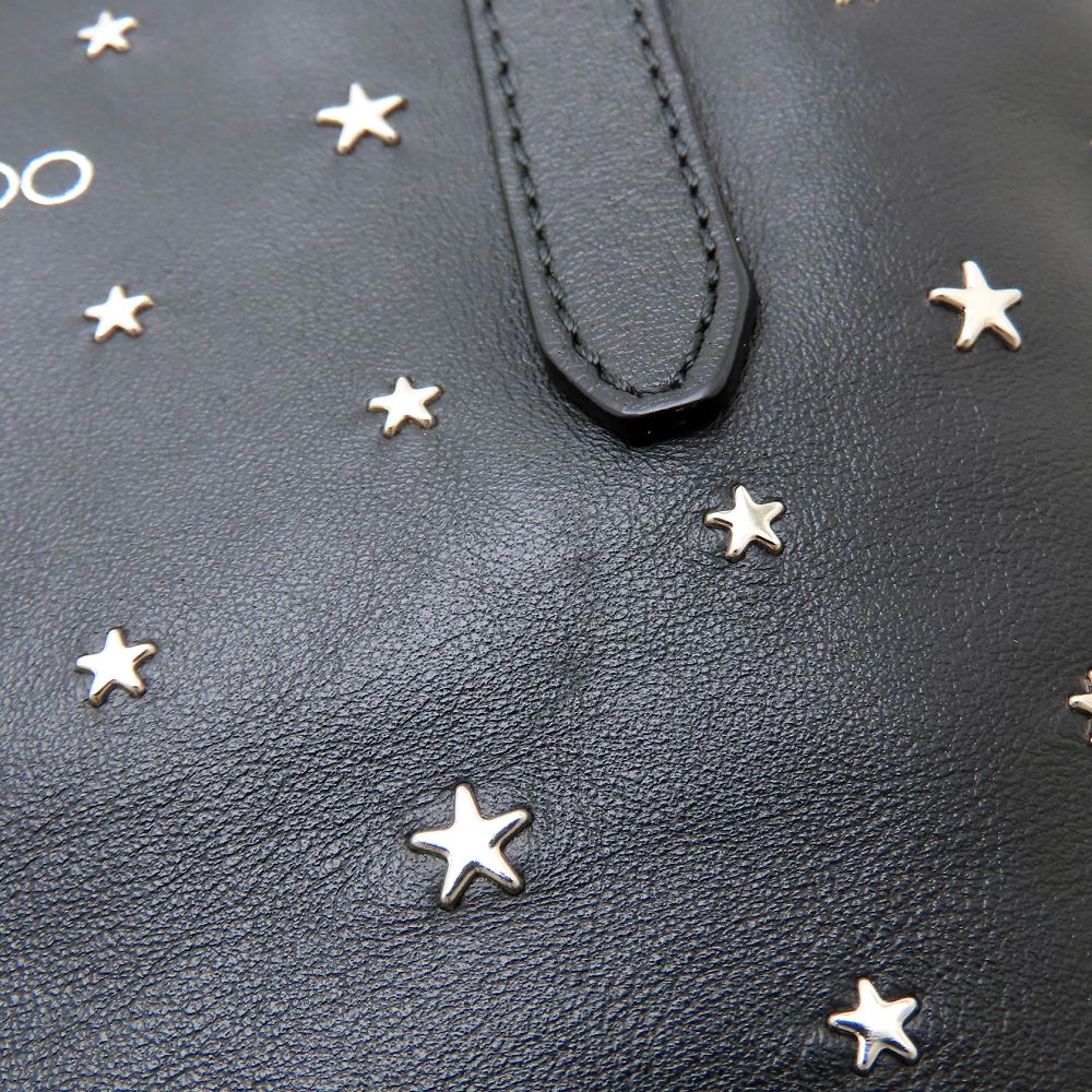 JIMMY CHOO ジミーチュウ ミニサラ 2Way ハンドバッグ レザー スタッズ ブラック レディース/353316【中古】